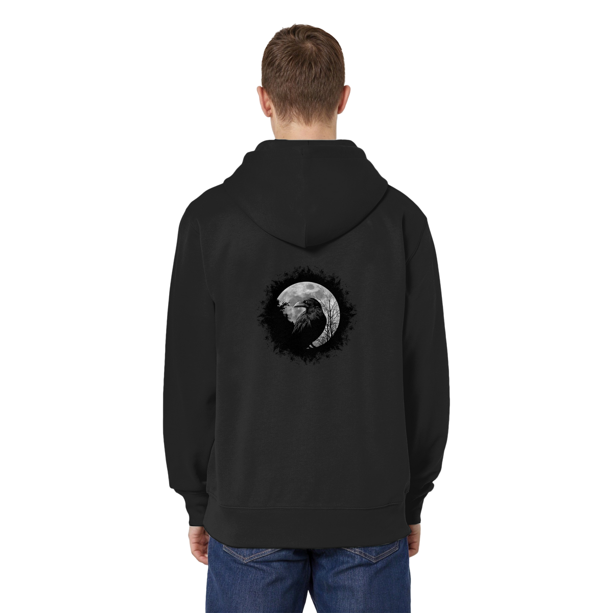 Schwarzer Rabe bei Vollmond  - Organic Relaxed Zipper
