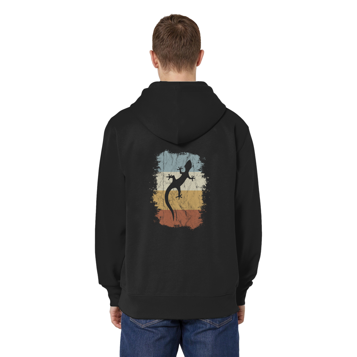 Retro Gecko Salamander Silhouette - Organic Relaxed Zipper