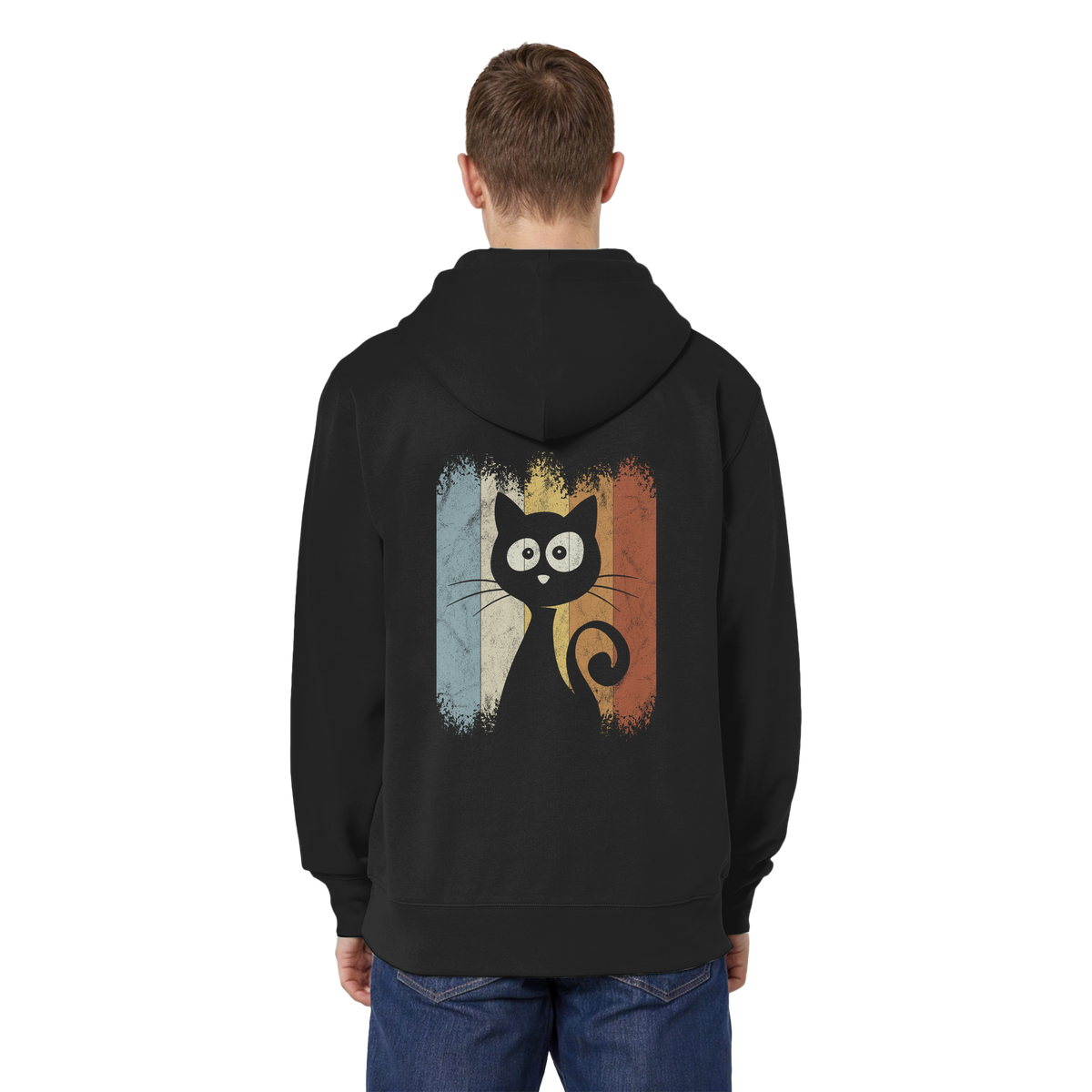 Retro Katze Silhouette - Organic Relaxed Zipper