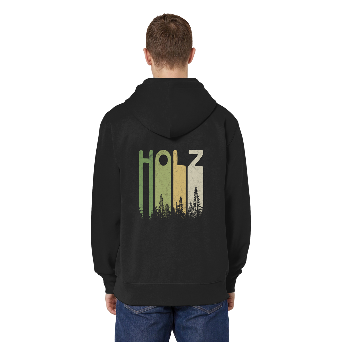 Holz Retro Wald Schriftzug - Organic Relaxed Zipper