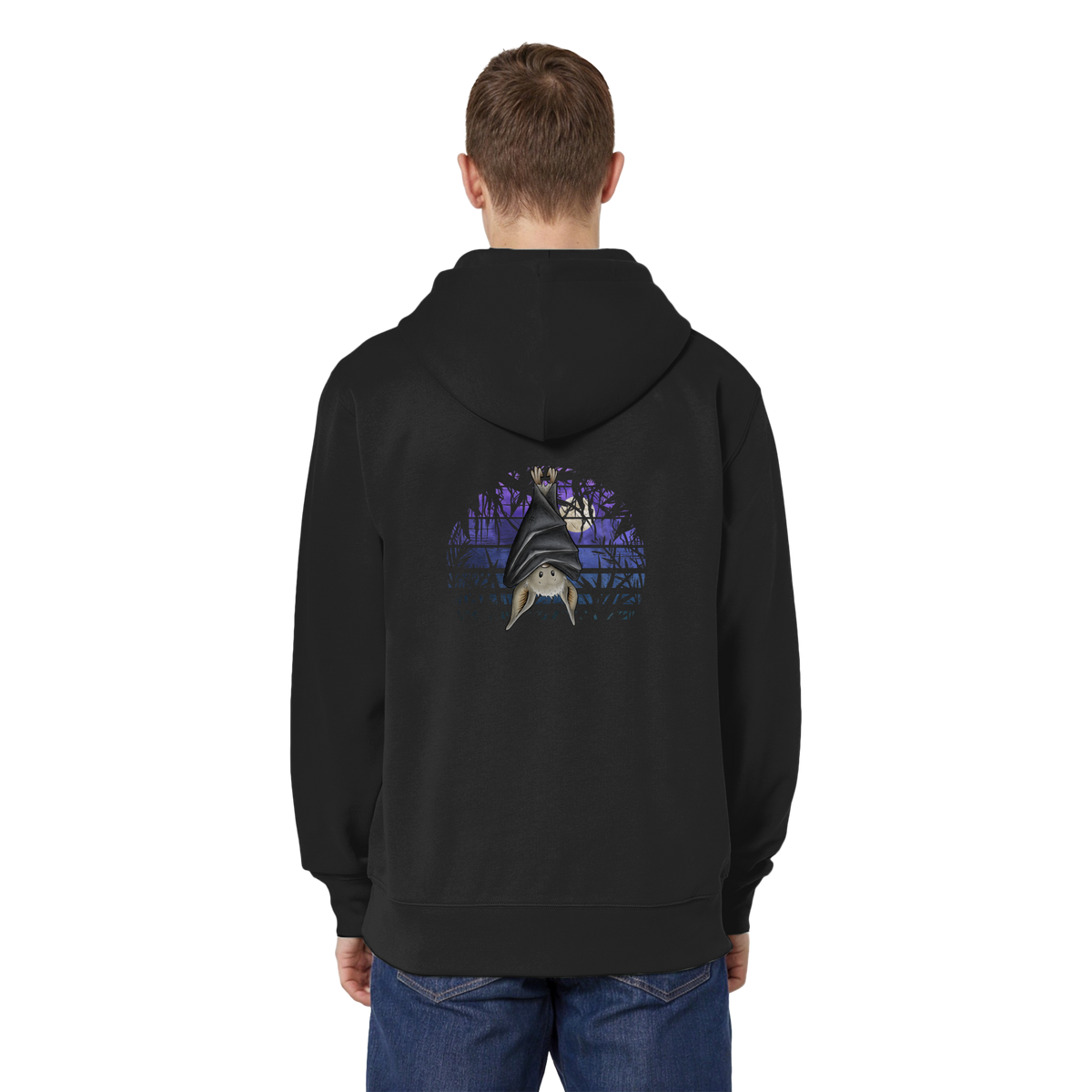 Fledermaus in blauer Nacht - Organic Relaxed Zipper