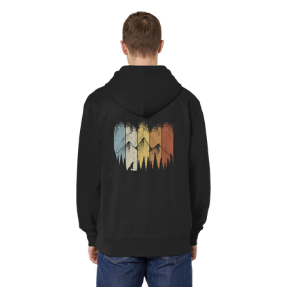 Retro Wald, Berge und Wolf  - Organic Relaxed Zipper