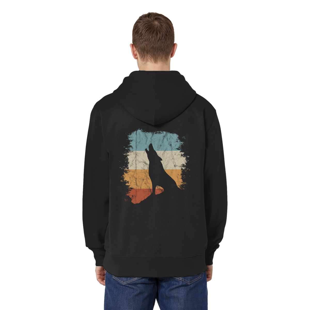 Retro Style lässig heulender Wolf  - Organic Relaxed Zipper