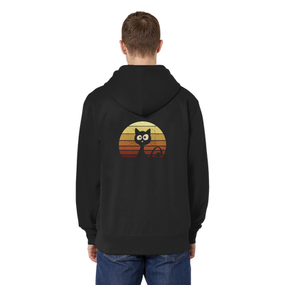 Katze vor Retro Sonnenuntergang - Organic Relaxed Zipper