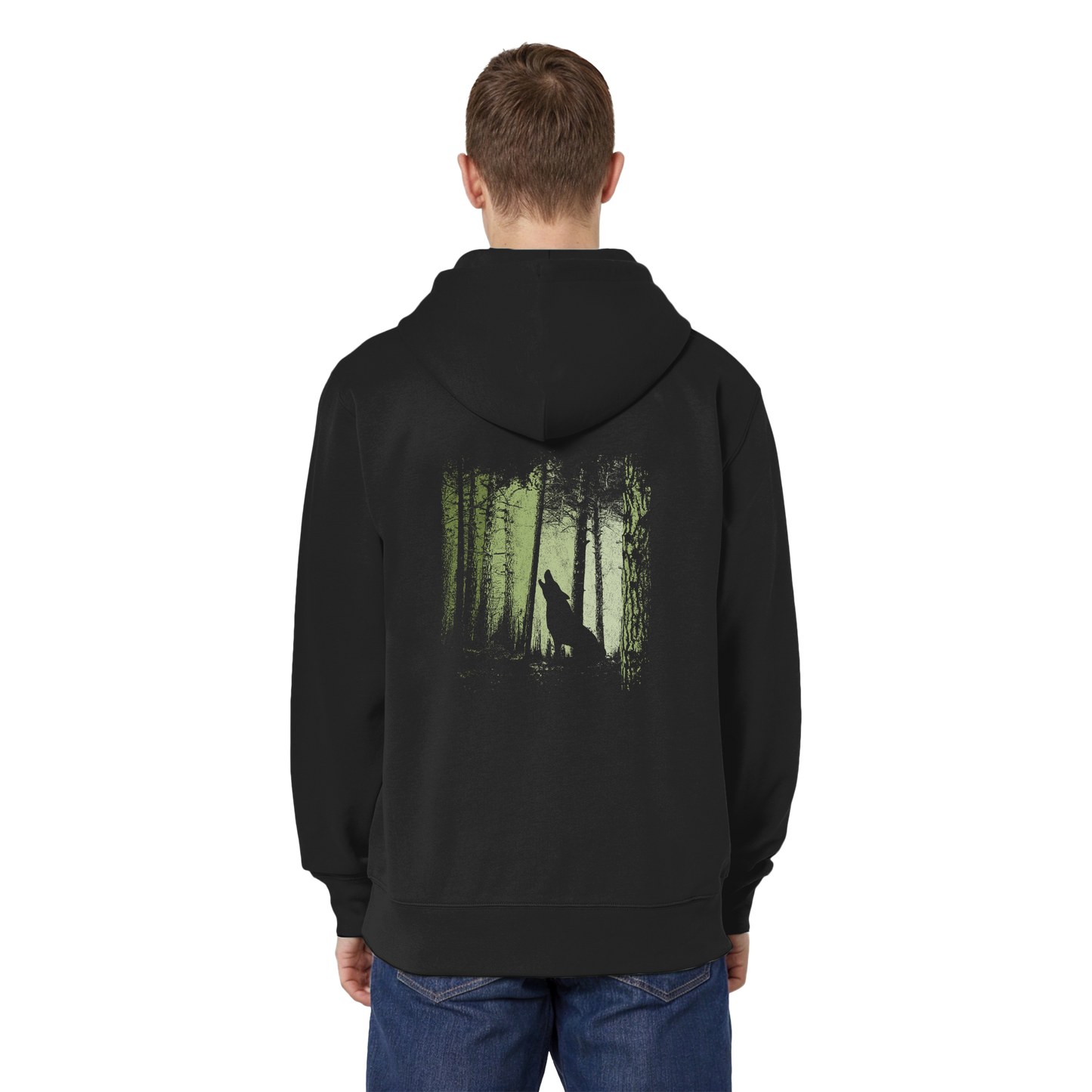 Einsamer Wolf im Zwielicht Wald  - Organic Relaxed Zipper
