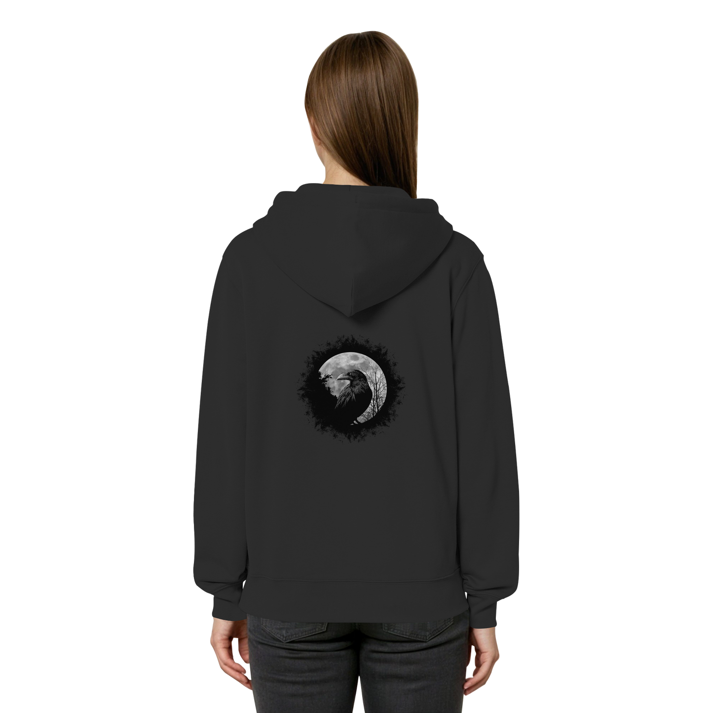 Schwarzer Rabe bei Vollmond  - Organic Relaxed Zipper