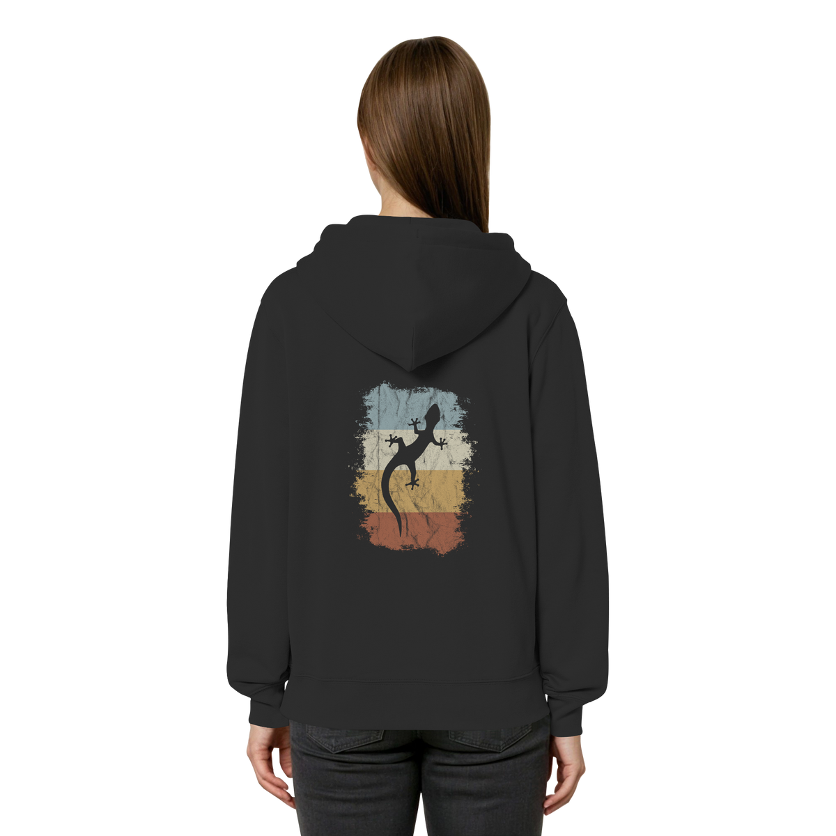 Retro Gecko Salamander Silhouette - Organic Relaxed Zipper