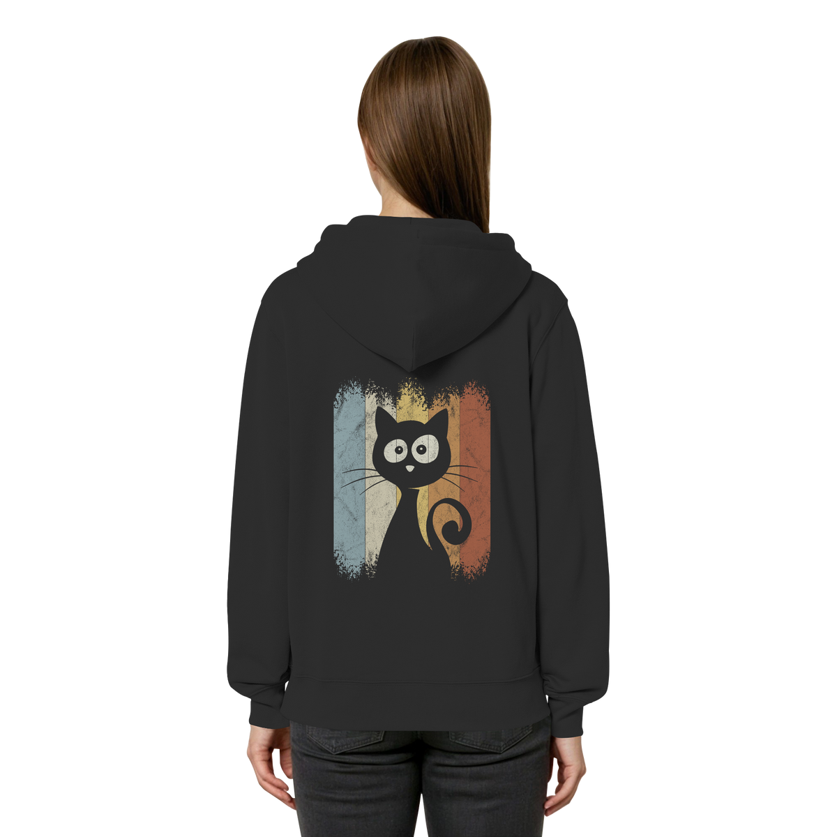 Retro Katze Silhouette - Organic Relaxed Zipper