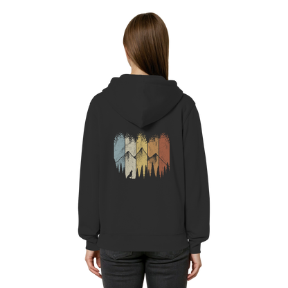 Retro Wald, Berge und Wolf  - Organic Relaxed Zipper