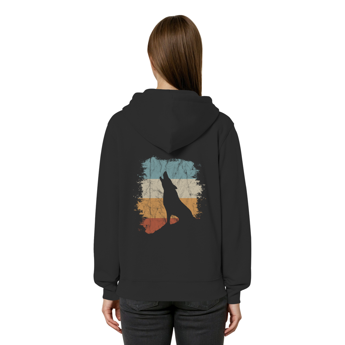 Retro Style lässig heulender Wolf  - Organic Relaxed Zipper