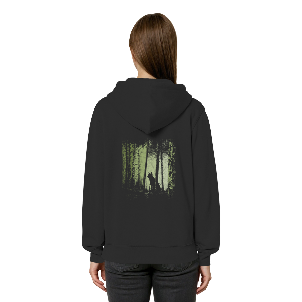 Luchs Wildkatze im Zwielicht Wald - Organic Relaxed Zipper