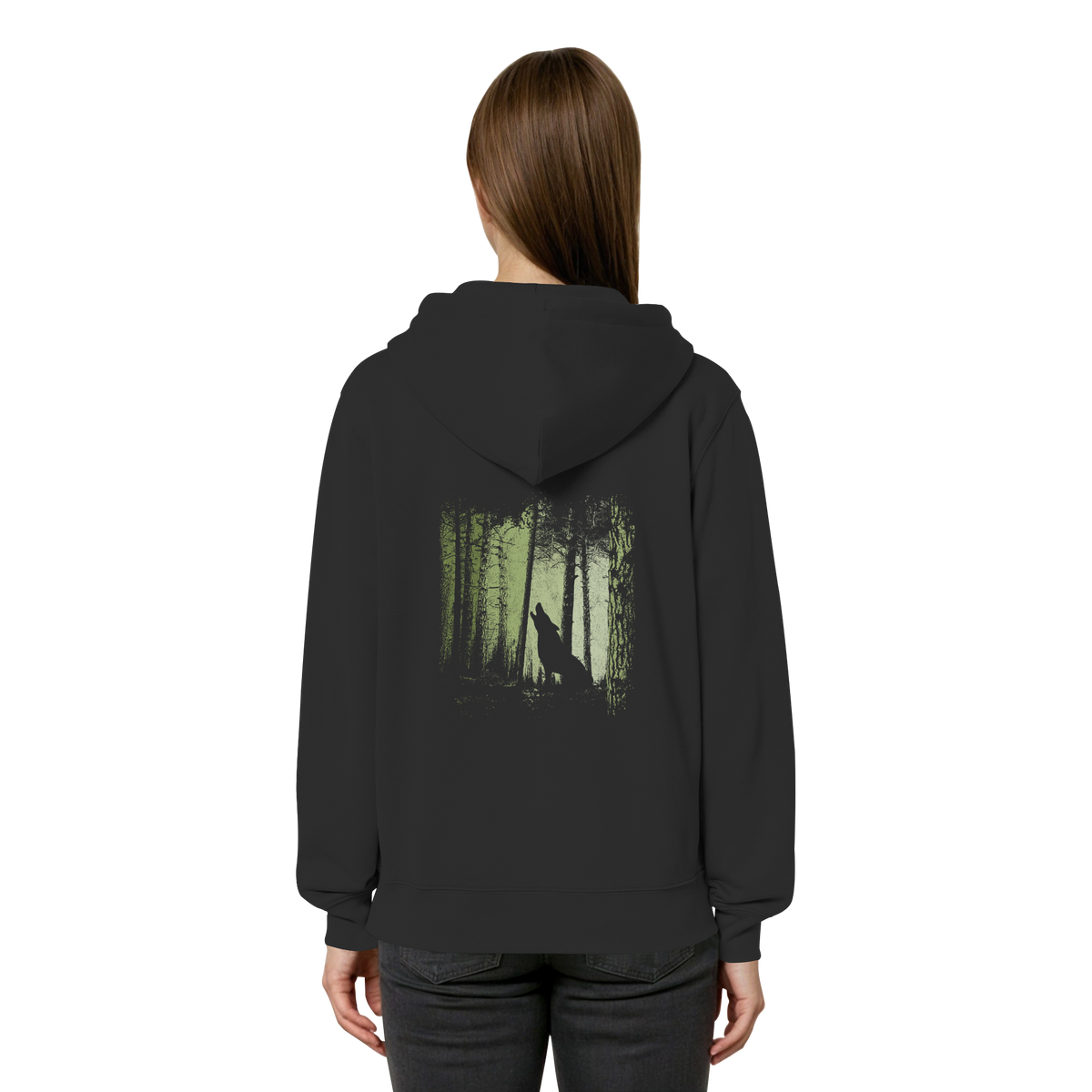 Einsamer Wolf im Zwielicht Wald  - Organic Relaxed Zipper