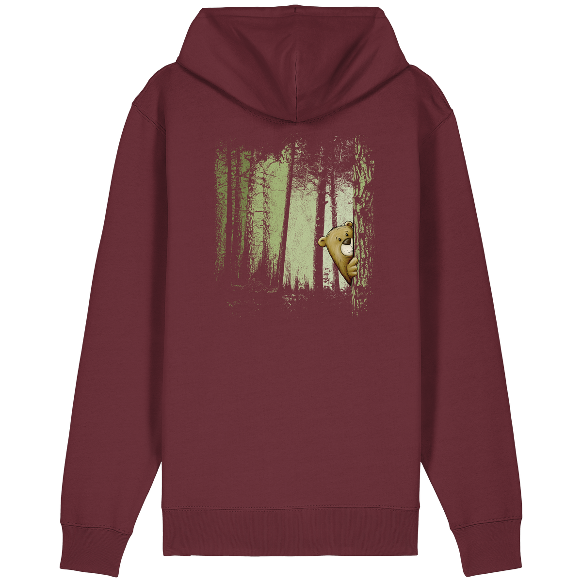 Comic Bär versteckt im Zwielicht Wald - Organic Relaxed Zipper
