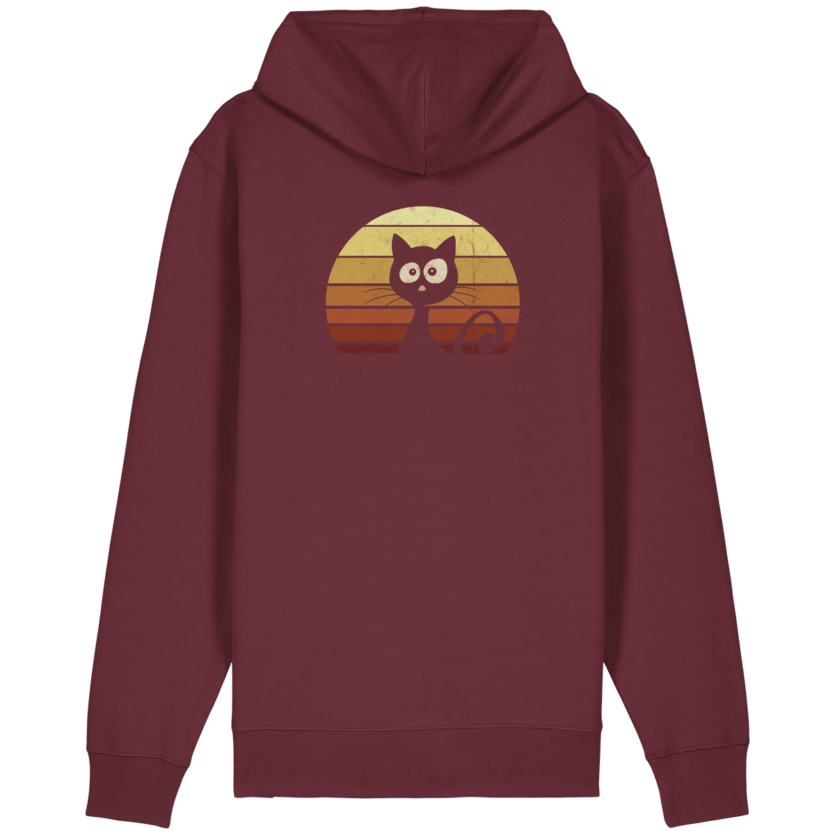 Katze vor Retro Sonnenuntergang - Organic Relaxed Zipper