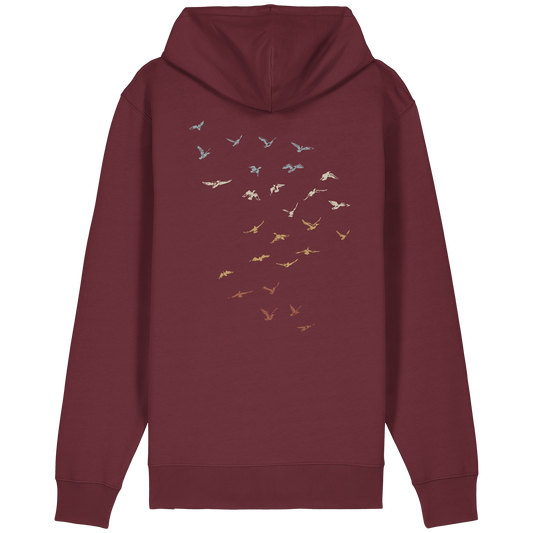 Retro Vogel Schwarm - Organic Relaxed Zipper