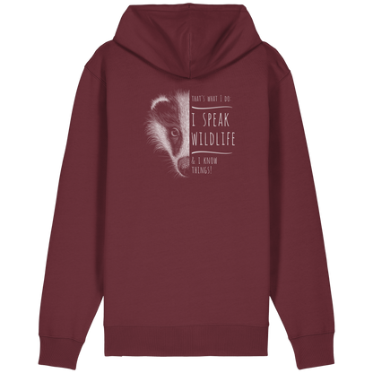 I Speak Wildlife And I Know Things! Dachs - Organic Relaxed Zipper