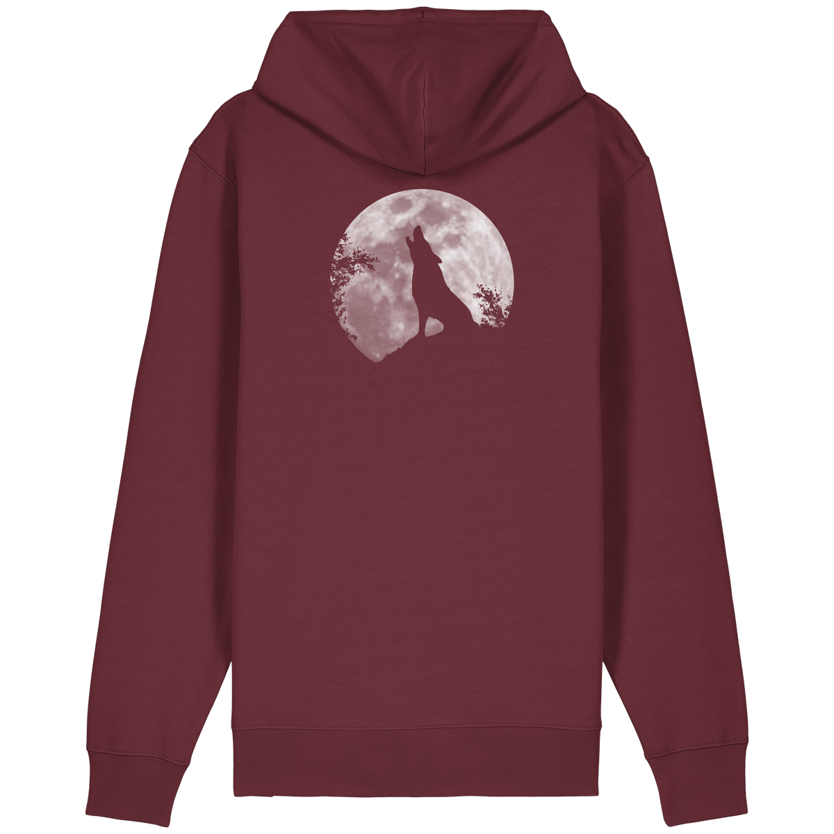 Heulender Wolf Silhouette vor Vollmond - Organic Relaxed Zipper