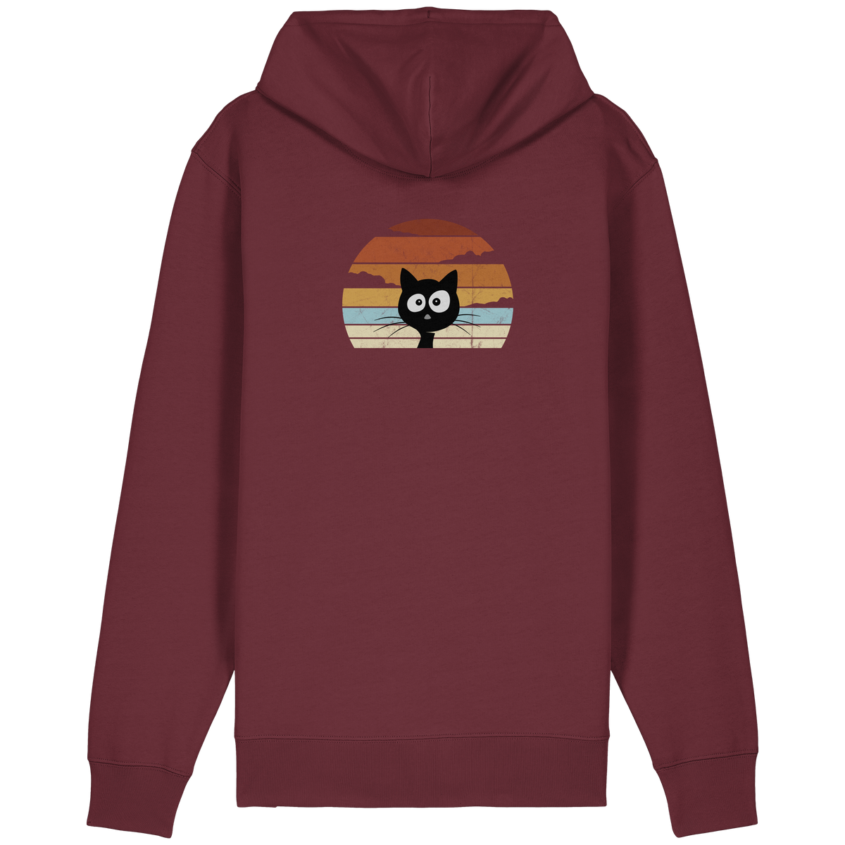Retro schwarze Katze vor Sonnenuntergang - Organic Relaxed Zipper