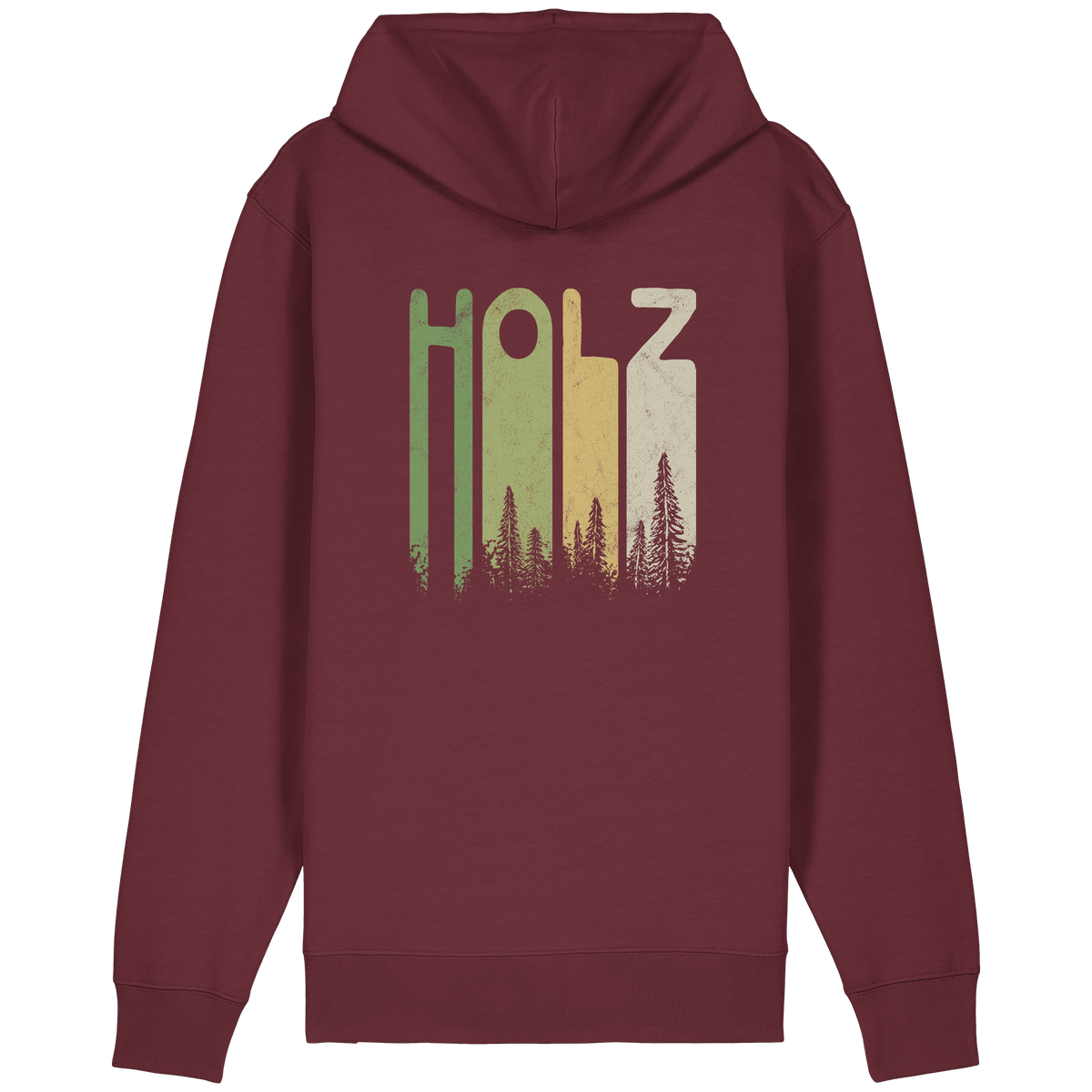 Holz Retro Wald Schriftzug - Organic Relaxed Zipper