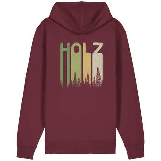 Holz Retro Wald Schriftzug - Organic Relaxed Zipper