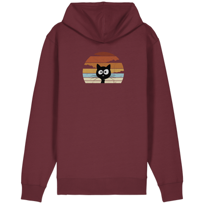 Retro schwarze Katze vor Sonnenuntergang - Organic Relaxed Zipper