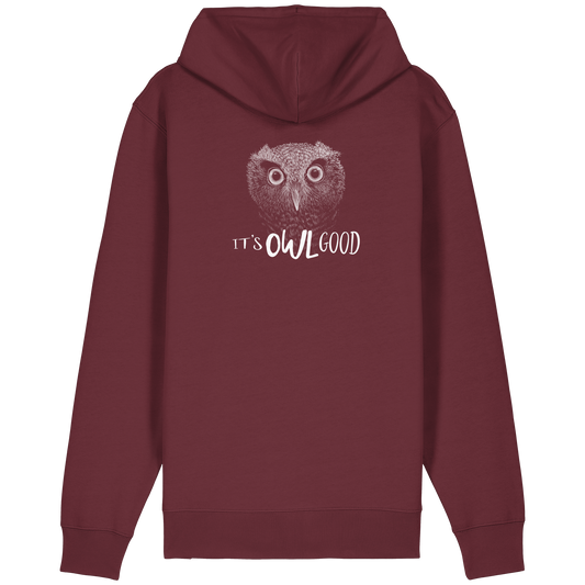 OWL Good | Kritzel-Kunst-Eule - Organic Relaxed Zipper