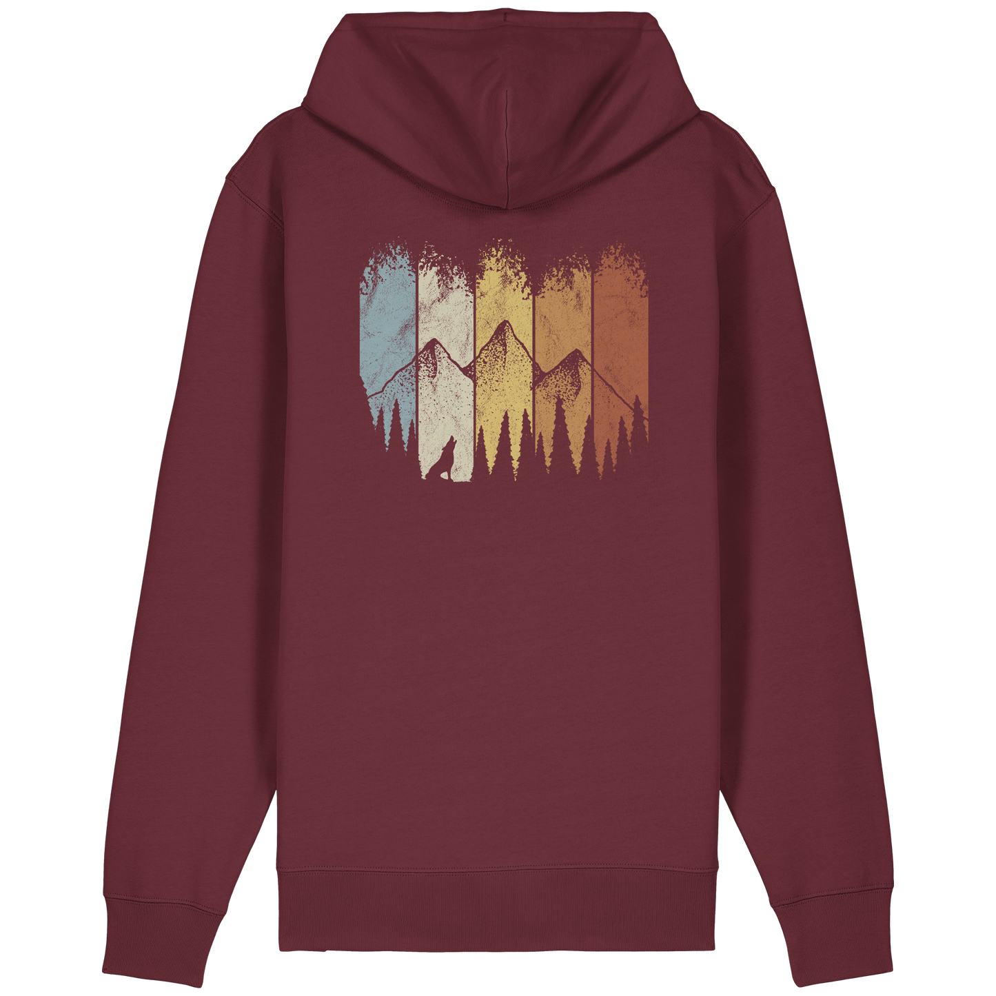 Retro Wald, Berge und Wolf  - Organic Relaxed Zipper