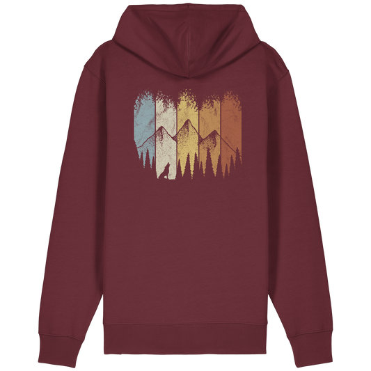 Retro Wald, Berge und Wolf  - Organic Relaxed Zipper