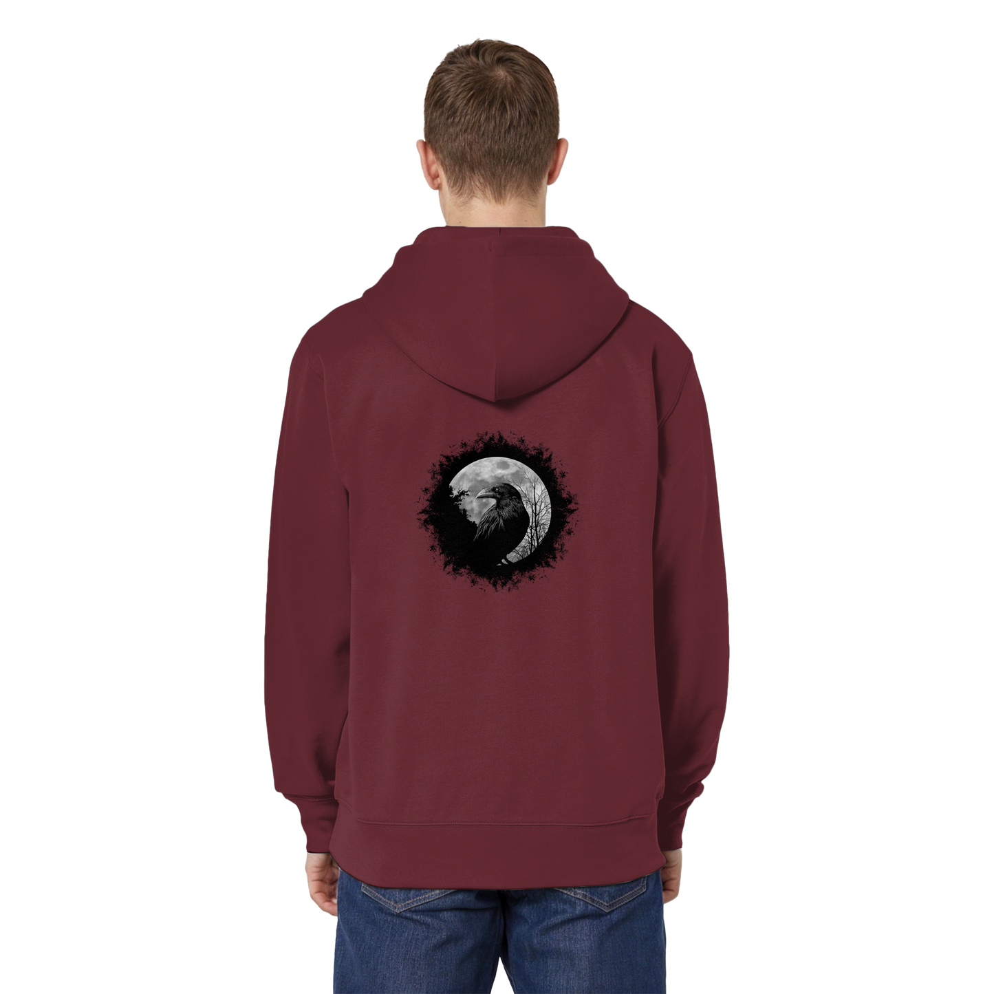 Schwarzer Rabe bei Vollmond  - Organic Relaxed Zipper