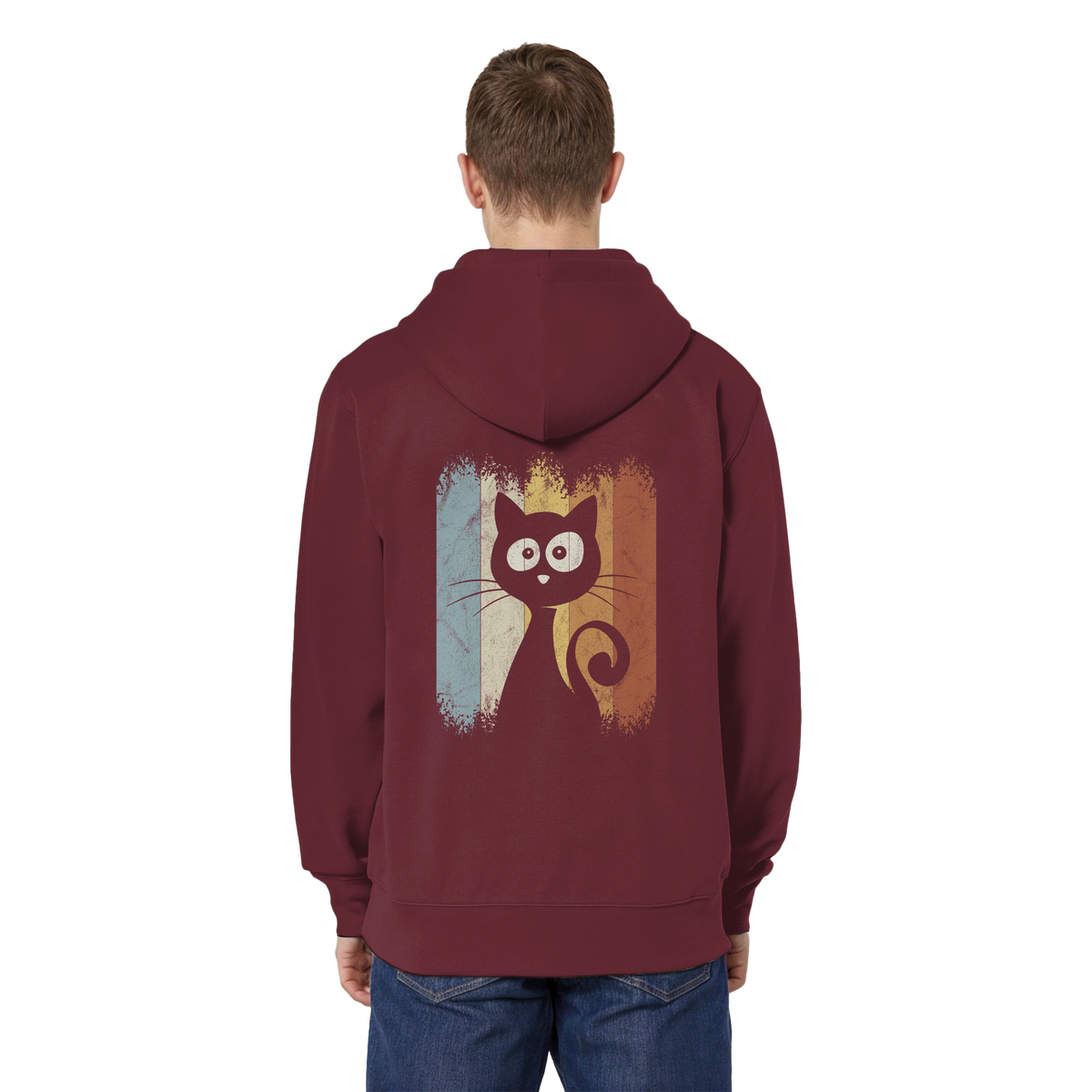 Retro Katze Silhouette - Organic Relaxed Zipper
