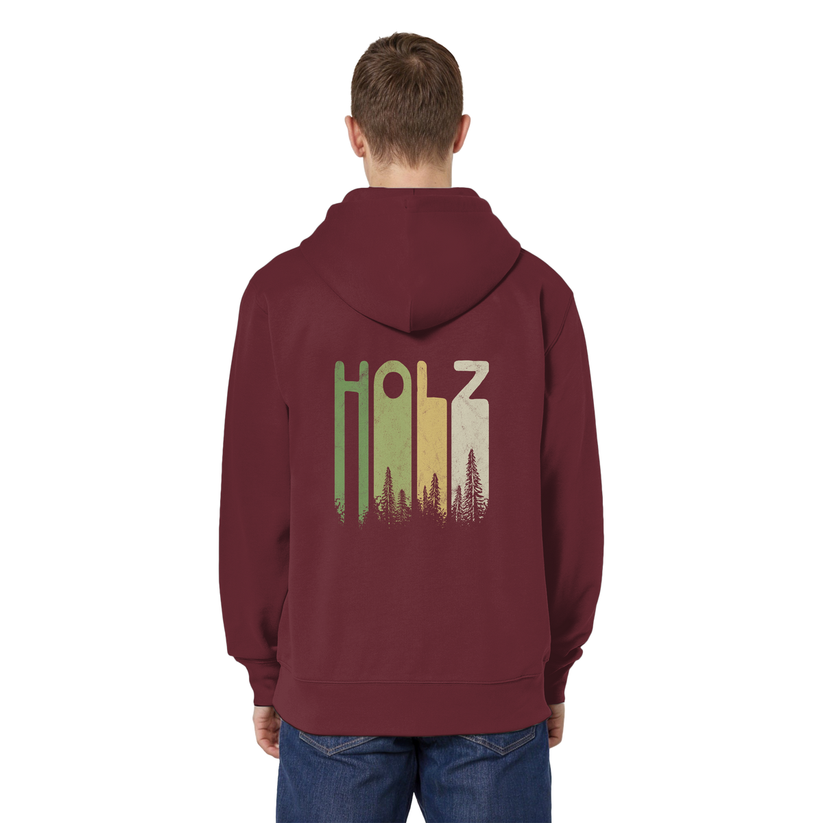 Holz Retro Wald Schriftzug - Organic Relaxed Zipper