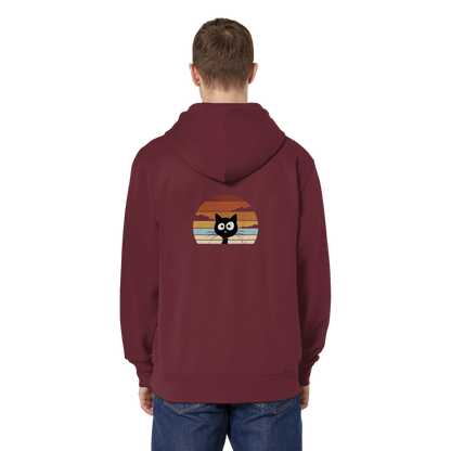 Retro schwarze Katze vor Sonnenuntergang - Organic Relaxed Zipper