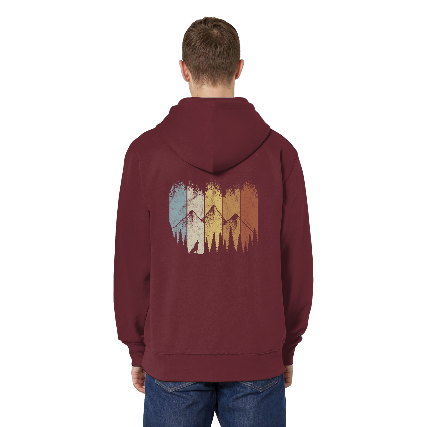 Retro Wald, Berge und Wolf  - Organic Relaxed Zipper