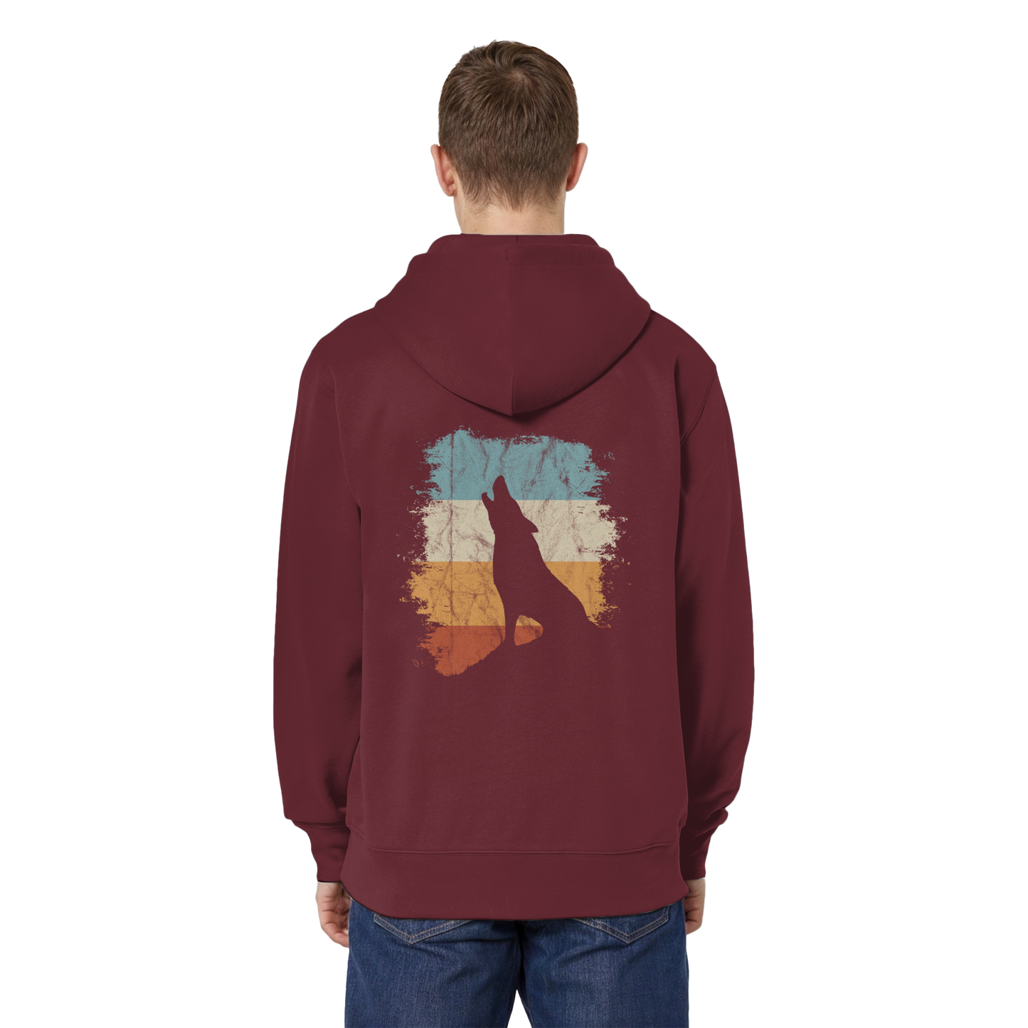 Retro Style lässig heulender Wolf  - Organic Relaxed Zipper