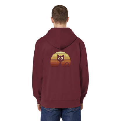 Katze vor Retro Sonnenuntergang - Organic Relaxed Zipper