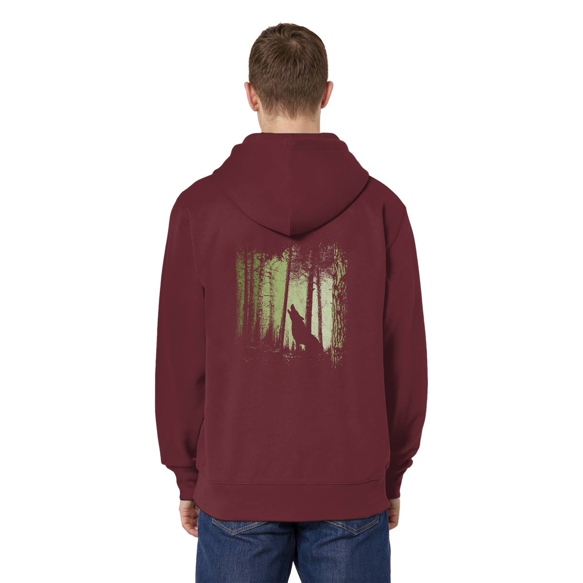Einsamer Wolf im Zwielicht Wald  - Organic Relaxed Zipper