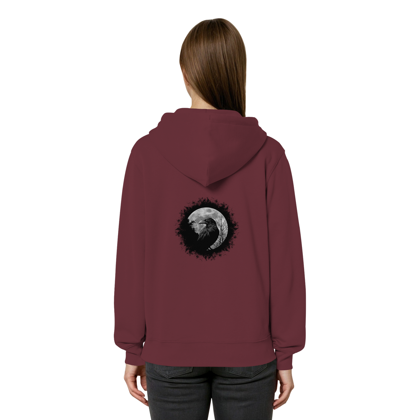 Schwarzer Rabe bei Vollmond  - Organic Relaxed Zipper