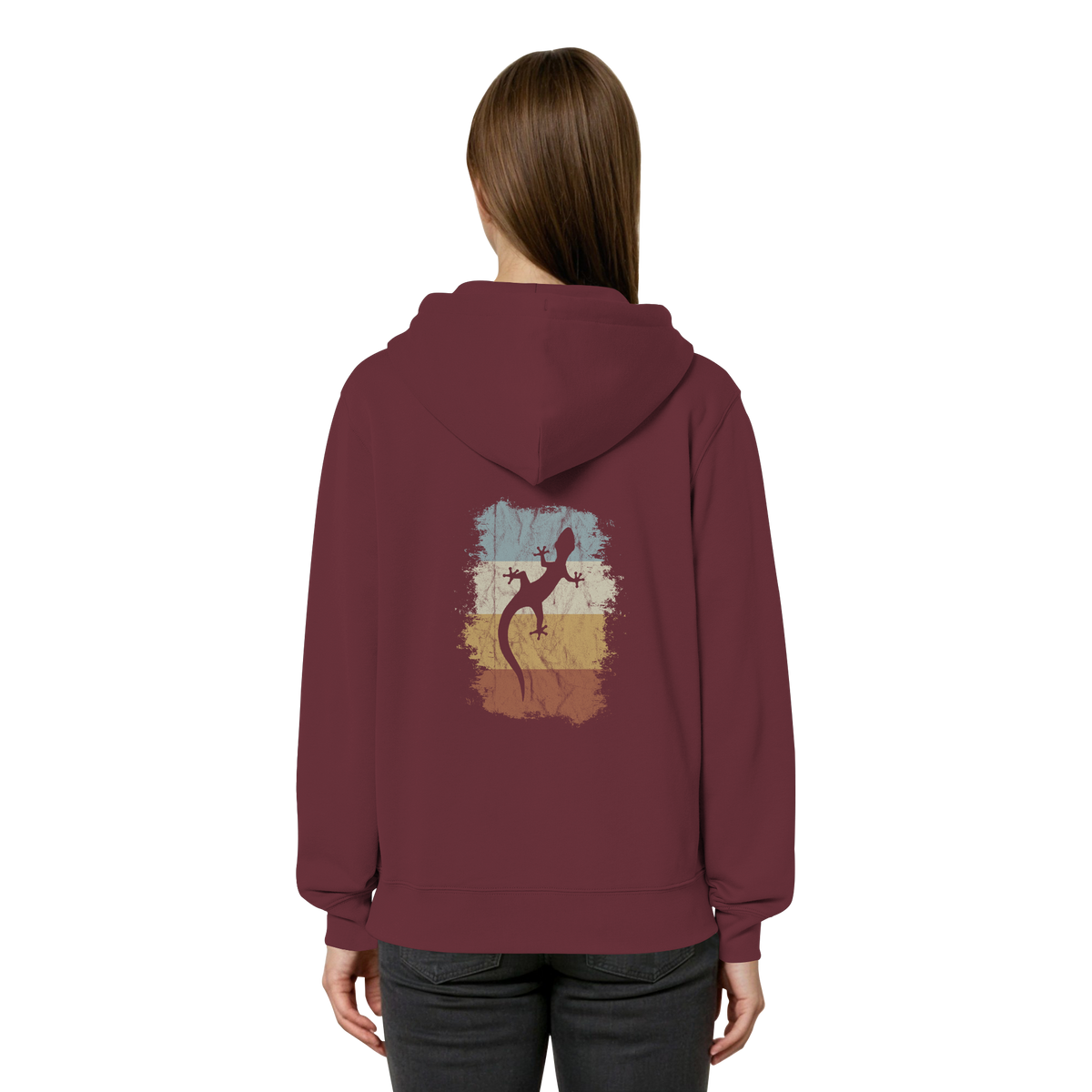 Retro Gecko Salamander Silhouette - Organic Relaxed Zipper