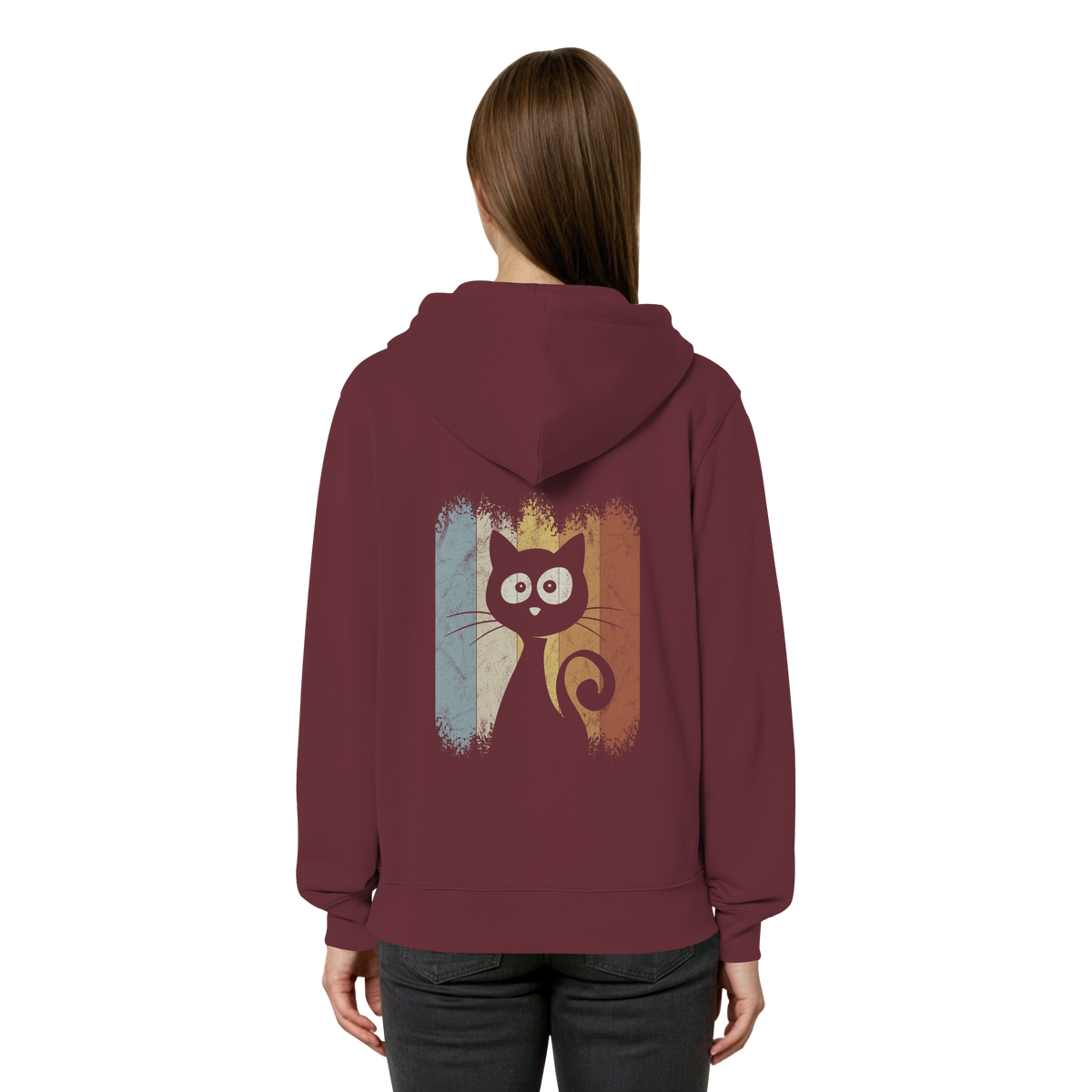 Retro Katze Silhouette - Organic Relaxed Zipper