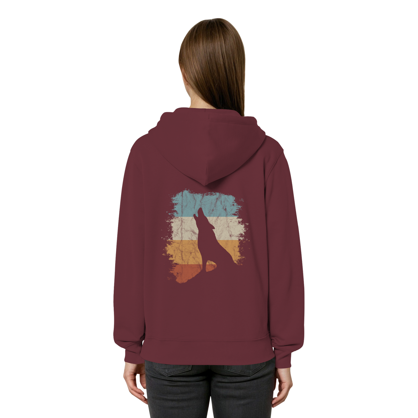 Retro Style lässig heulender Wolf  - Organic Relaxed Zipper