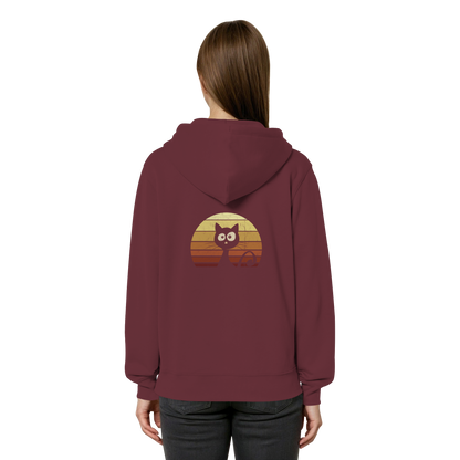 Katze vor Retro Sonnenuntergang - Organic Relaxed Zipper