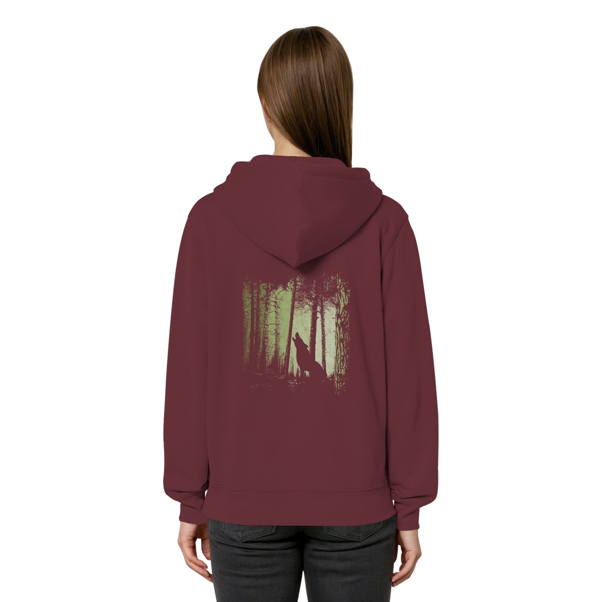 Einsamer Wolf im Zwielicht Wald  - Organic Relaxed Zipper