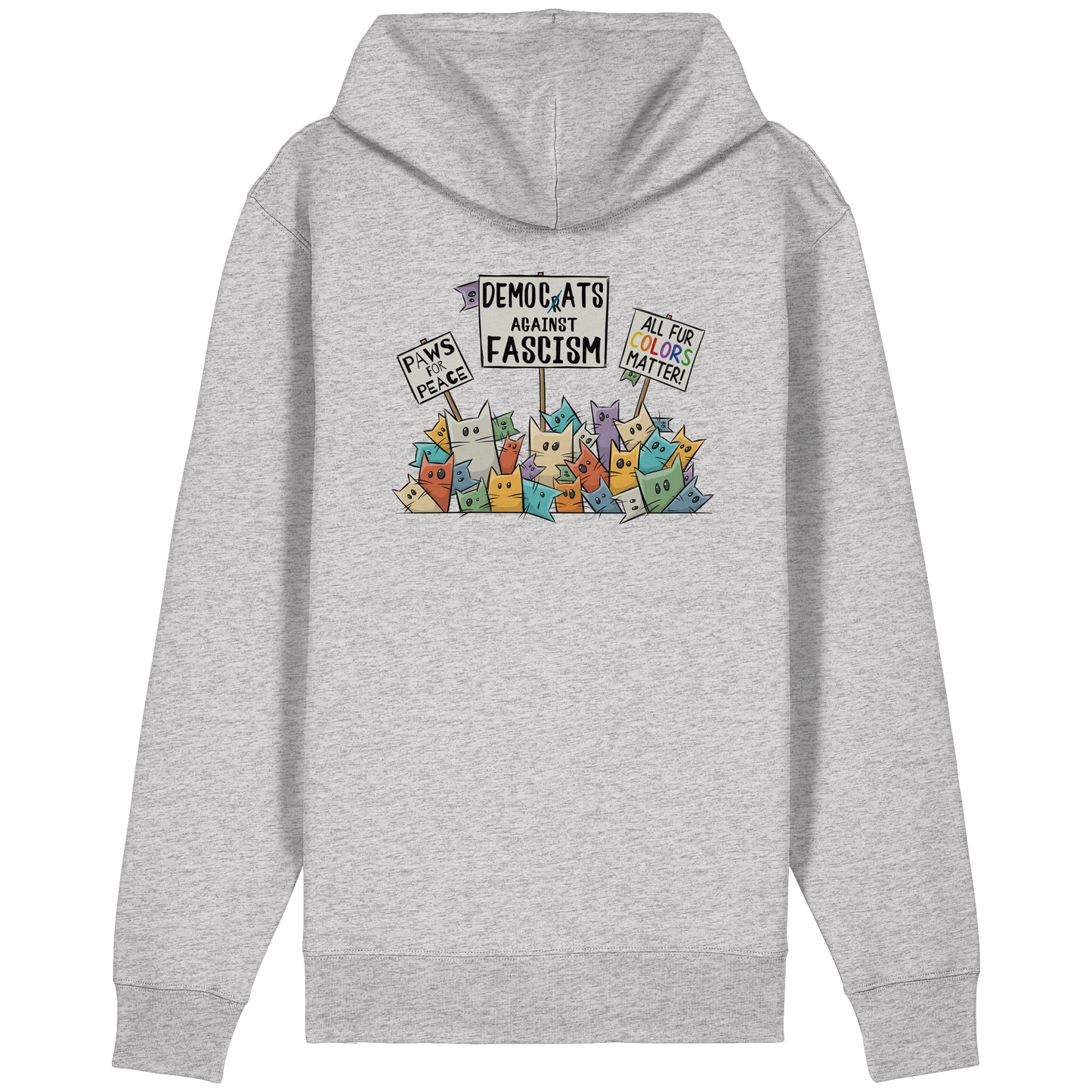 Demo-Katzen gegen Faschismus und für Vielfalt - Organic Relaxed Zipper