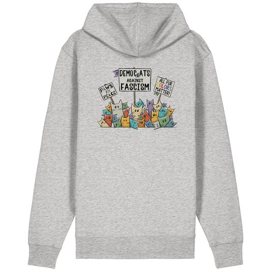 Demo-Katzen gegen Faschismus und für Vielfalt - Organic Relaxed Zipper