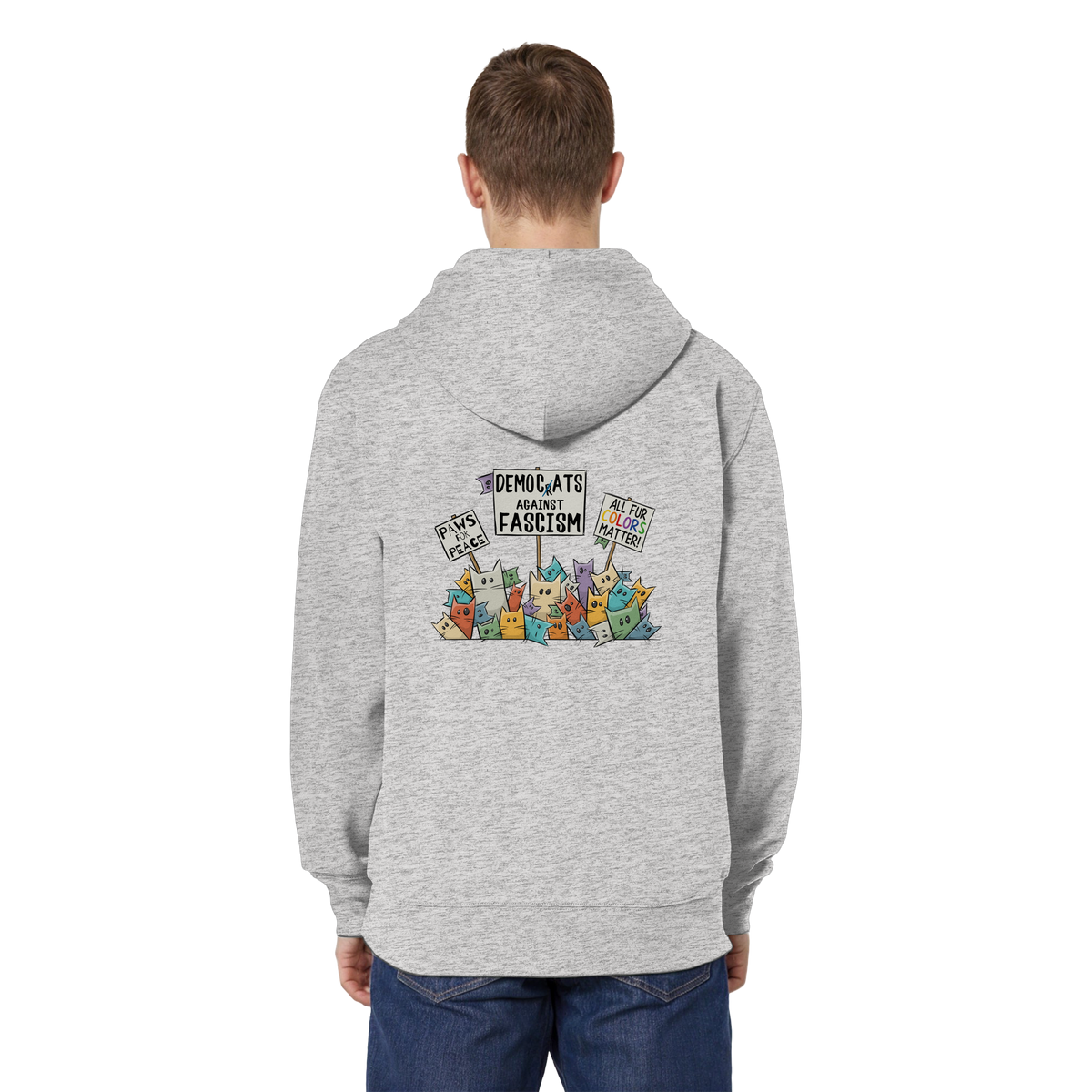Demo-Katzen gegen Faschismus und für Vielfalt - Organic Relaxed Zipper