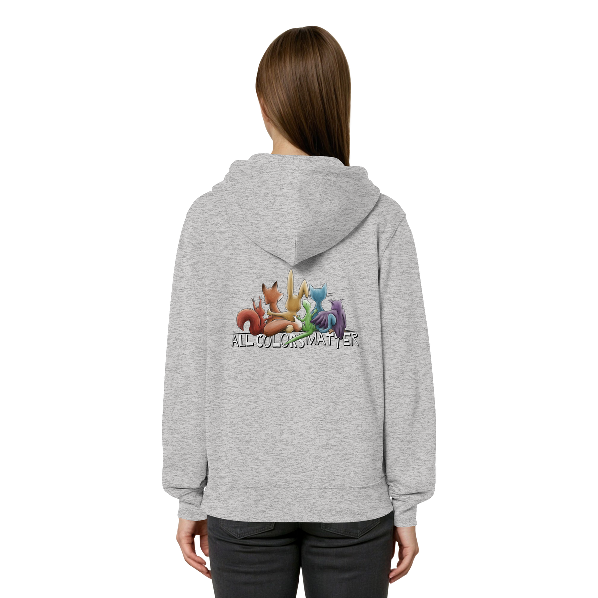 All Colors Matter! Regenbogen Tiere für Vielfalt - Organic Relaxed Zipper