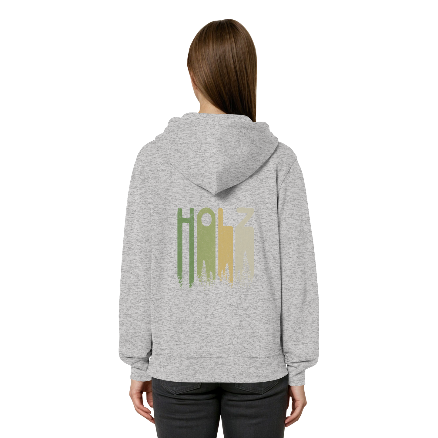 Holz Retro Wald Schriftzug - Organic Relaxed Zipper