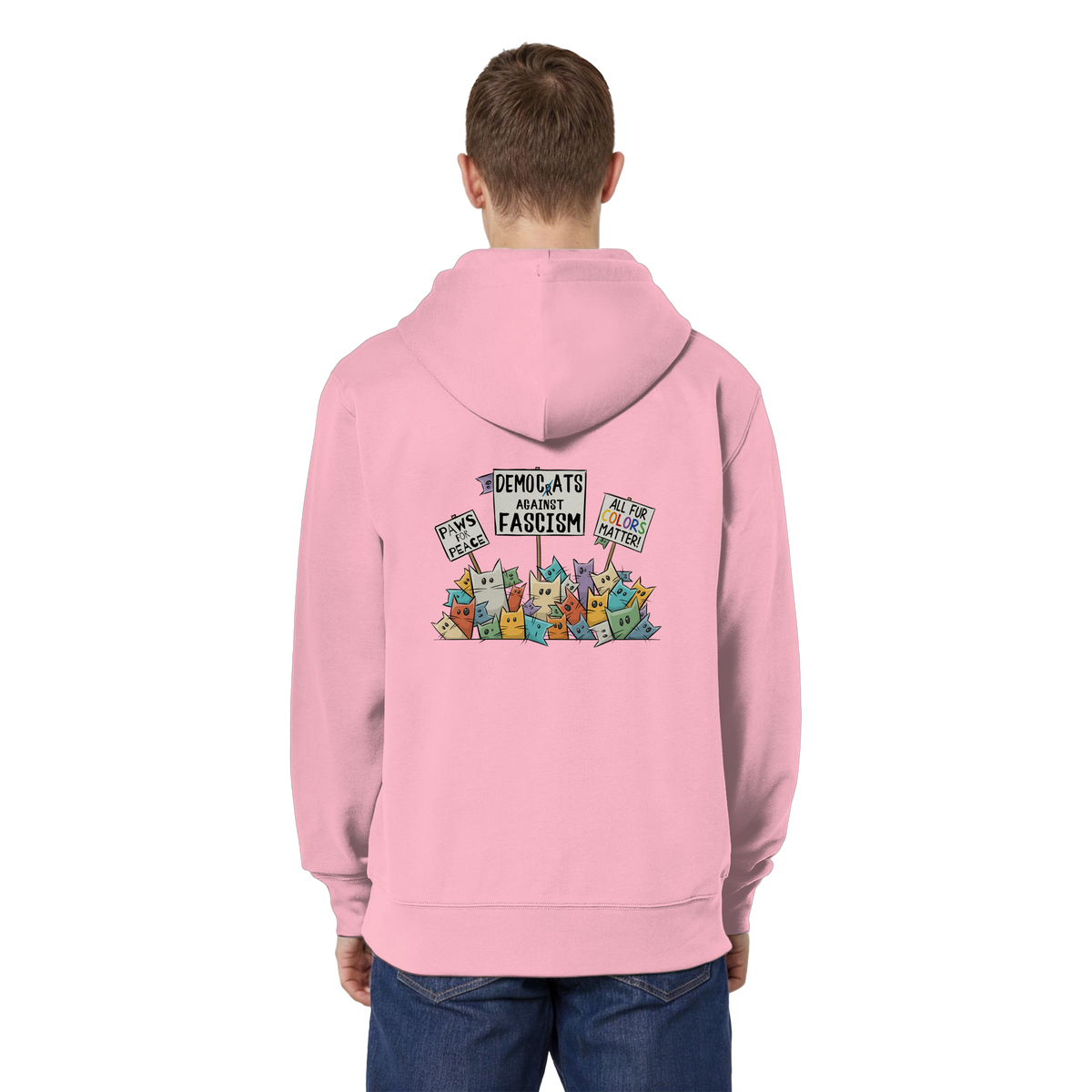 Demo-Katzen gegen Faschismus und für Vielfalt - Organic Relaxed Zipper