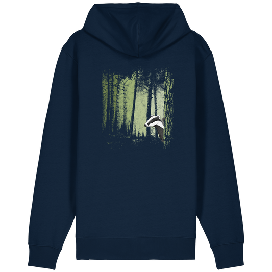 frecher Dachs im Zwielicht Wald - Organic Relaxed Zipper