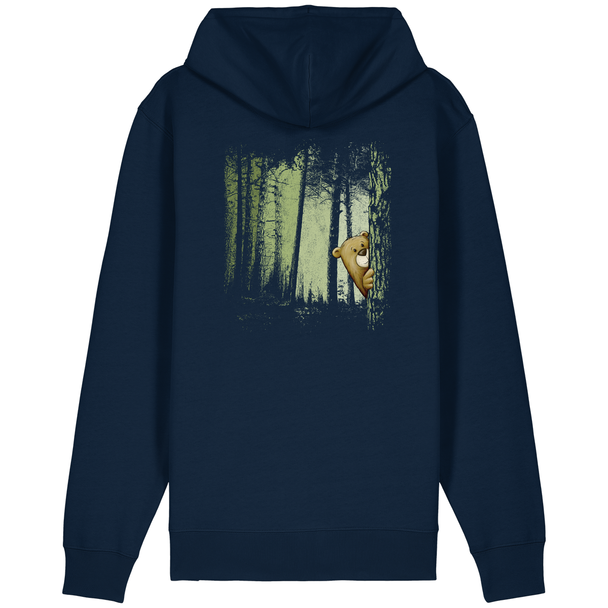 Comic Bär versteckt im Zwielicht Wald - Organic Relaxed Zipper